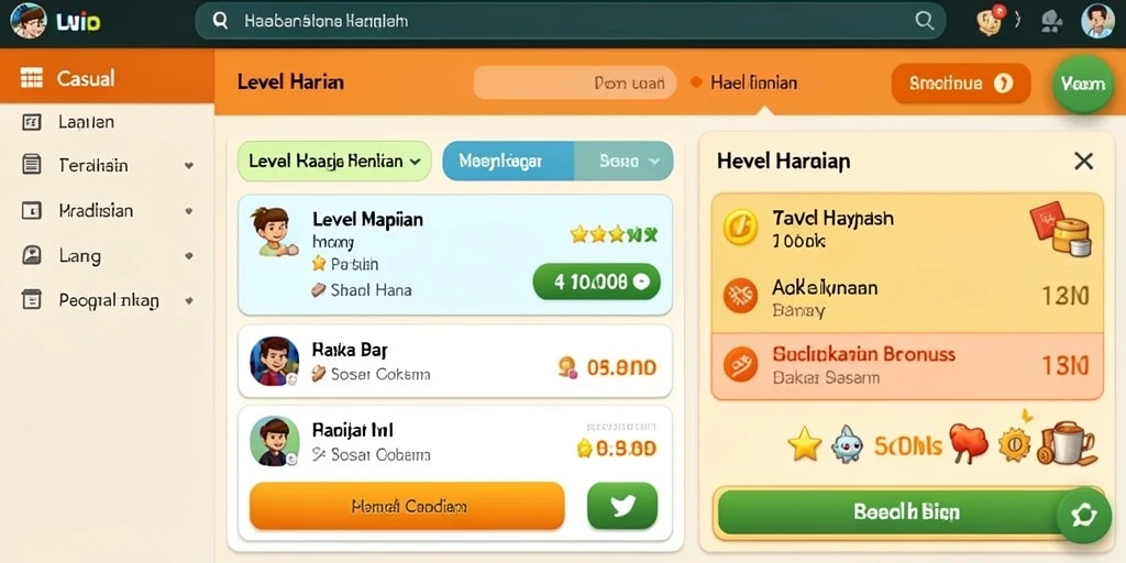 Screenshot menunjukkan menu utama yang menarik dan intuitif.